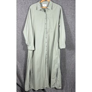 Xirena Shirt‎ Dress Womens Small Green Button Front Maxi Cotton Made USA Beach